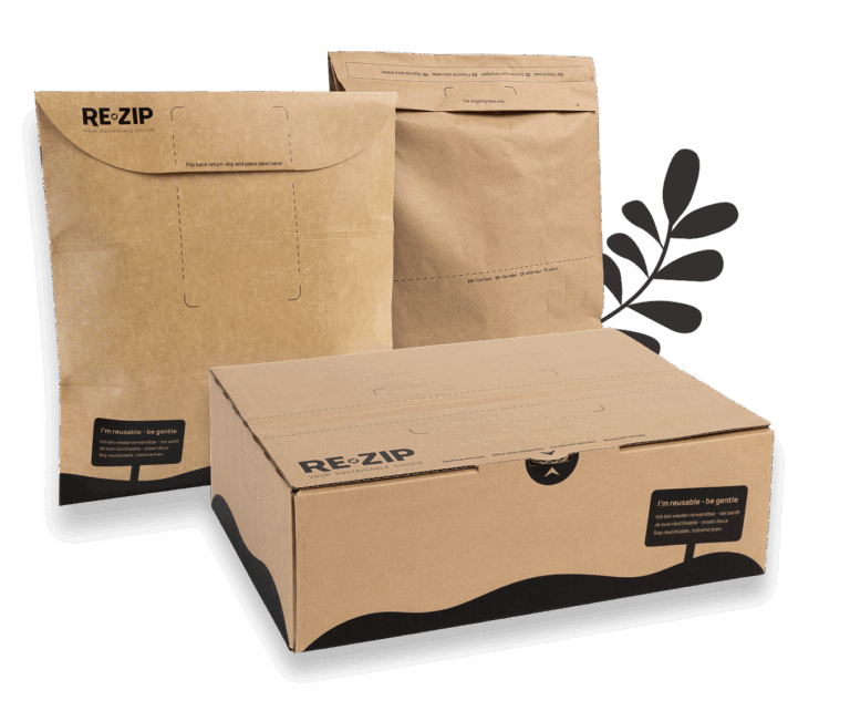 Illustration of RE-ZIP reusable boxes